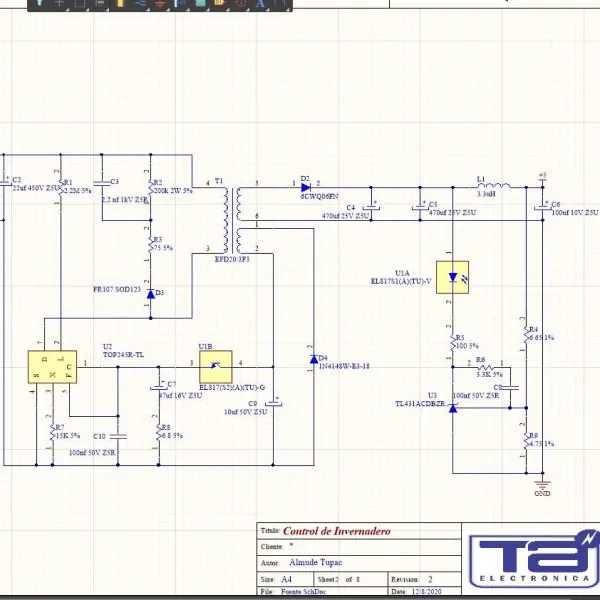 Esquemático de un circuito con microcontrolador